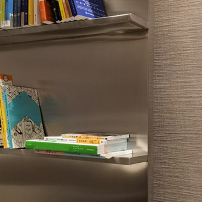 Contemporary Stainless Steel Bookcase Standard Closed Back Bookshelf for Bedroom