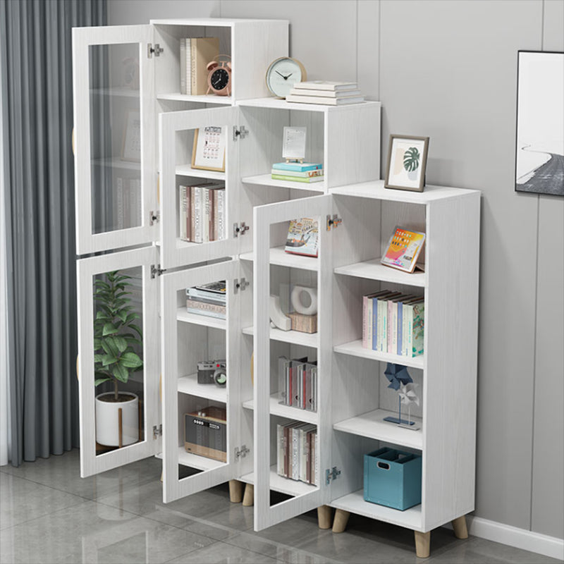 Engineered Wood Standard Bookshelf Modern White Bookcase with Shelves