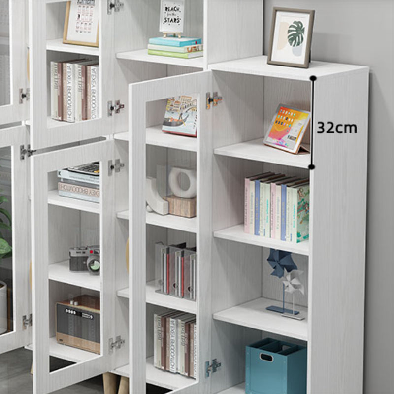 Engineered Wood Standard Bookshelf Modern White Bookcase with Shelves