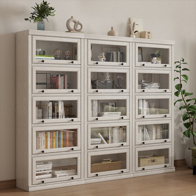 Wooden Standard Bookshelf Contemporary White Bookcase with Doors