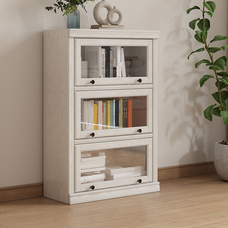 Wooden Standard Bookshelf Contemporary White Bookcase with Doors