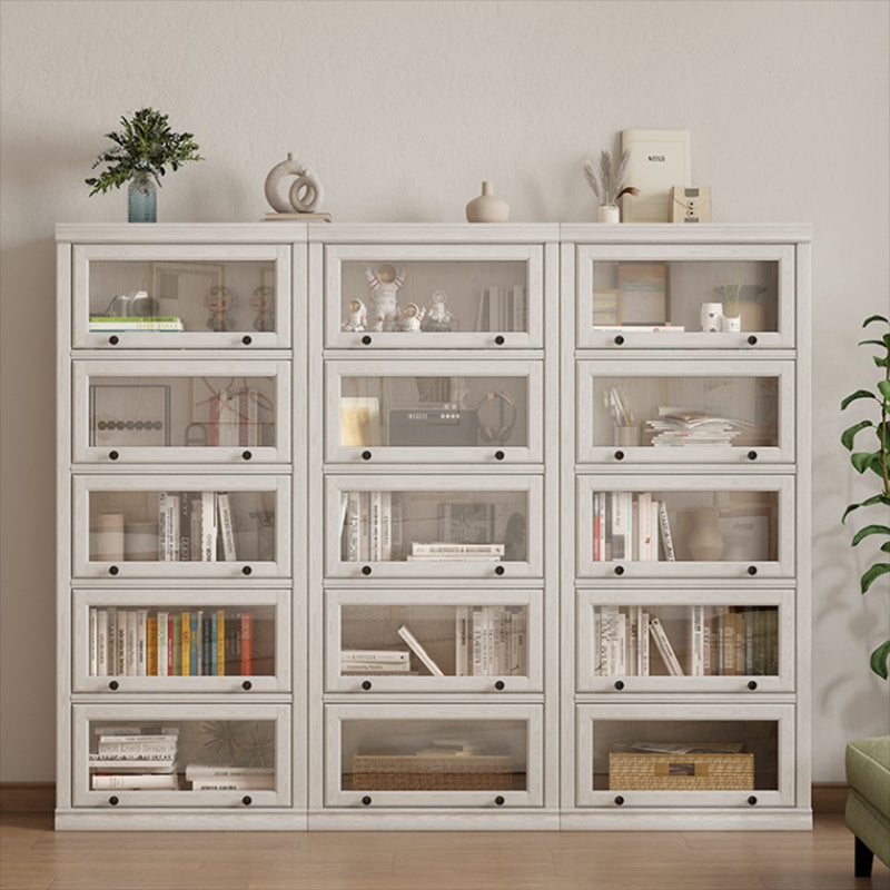Wooden Standard Bookshelf Contemporary White Bookcase with Doors