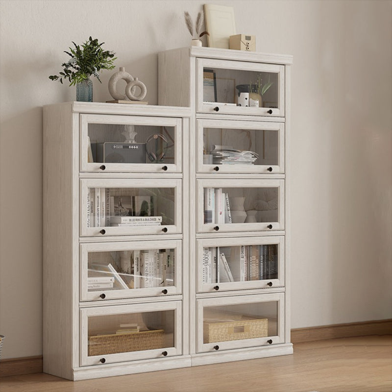 Wooden Standard Bookshelf Contemporary White Bookcase with Doors