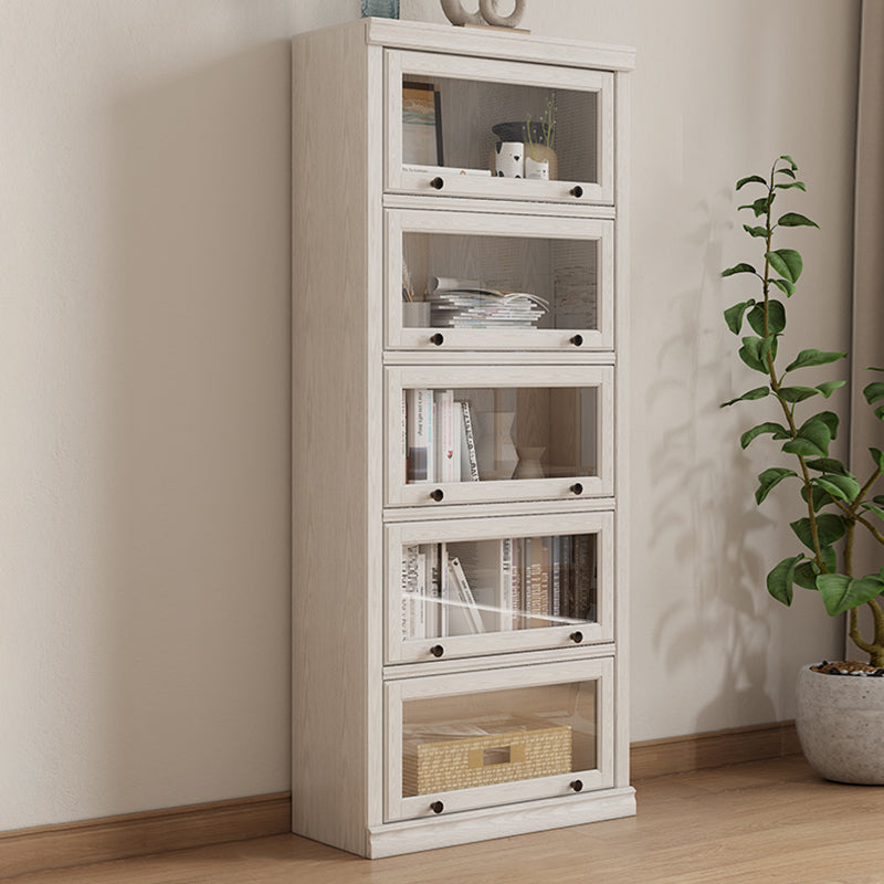 Wooden Standard Bookshelf Contemporary White Bookcase with Doors