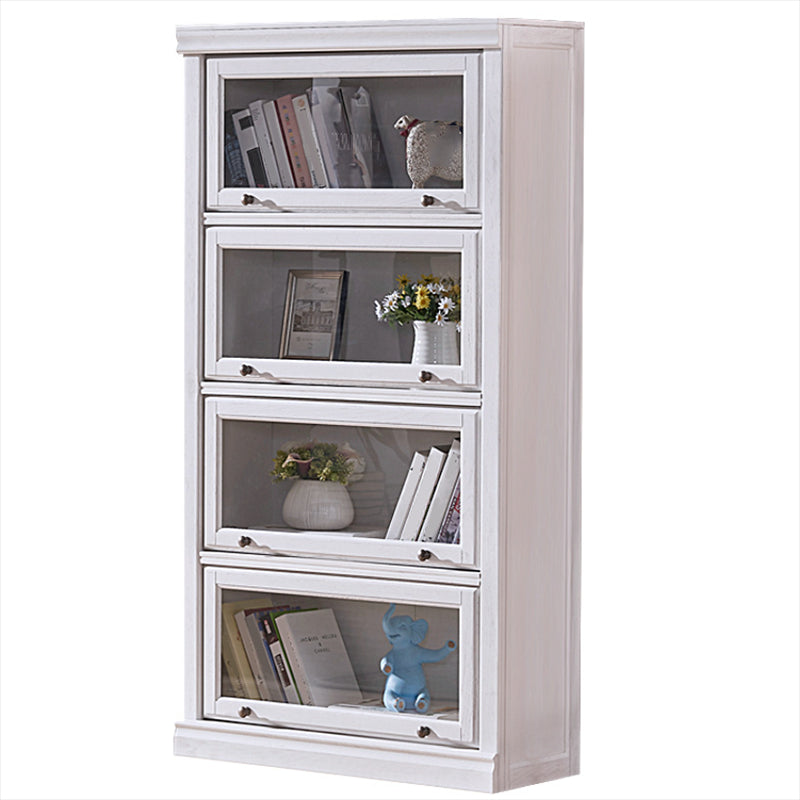 Wooden Standard Bookshelf Contemporary White Bookcase with Doors