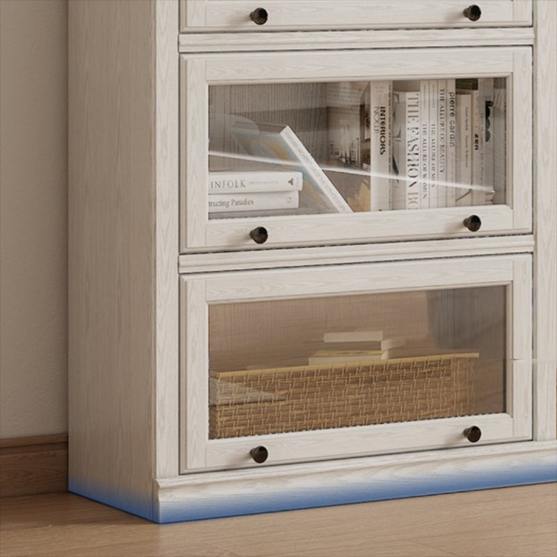 Wooden Standard Bookshelf Contemporary White Bookcase with Doors