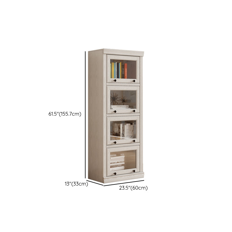 Wooden Standard Bookshelf Contemporary White Bookcase with Doors