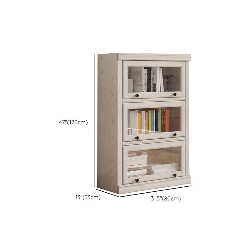 Wooden Standard Bookshelf Contemporary White Bookcase with Doors