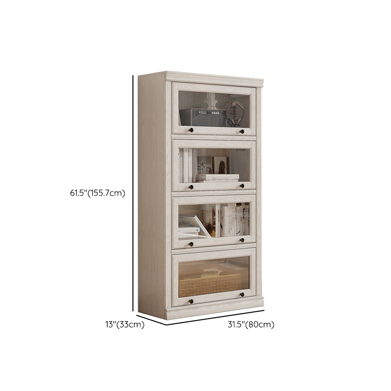 Wooden Standard Bookshelf Contemporary White Bookcase with Doors