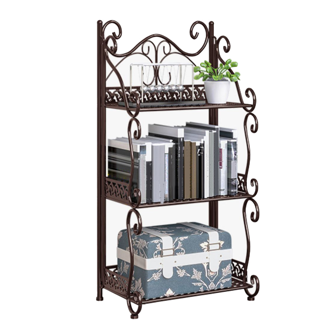 Metal Standard Bookcase Contemporary Open Back Bookshelf with Shelves