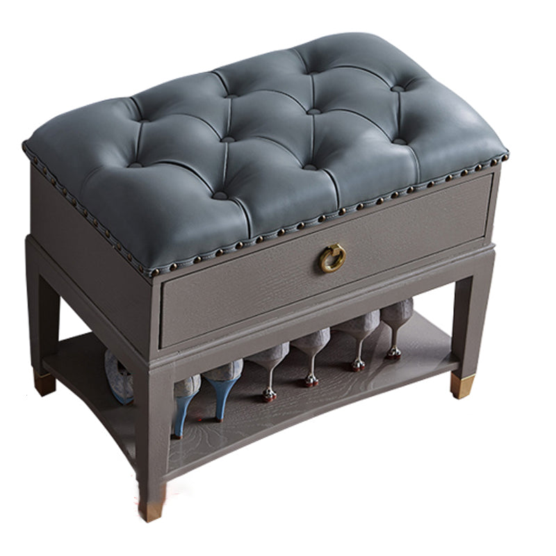14" W Cushioned Seating Bench Rectangle Shoe Storage Entryway Bench