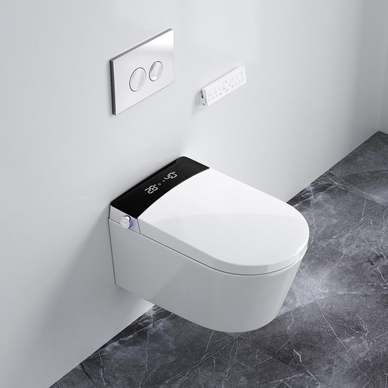 Elongated Wall Mounted Bidet with Heated Seat White 12.20" High Temperature Control Bidet