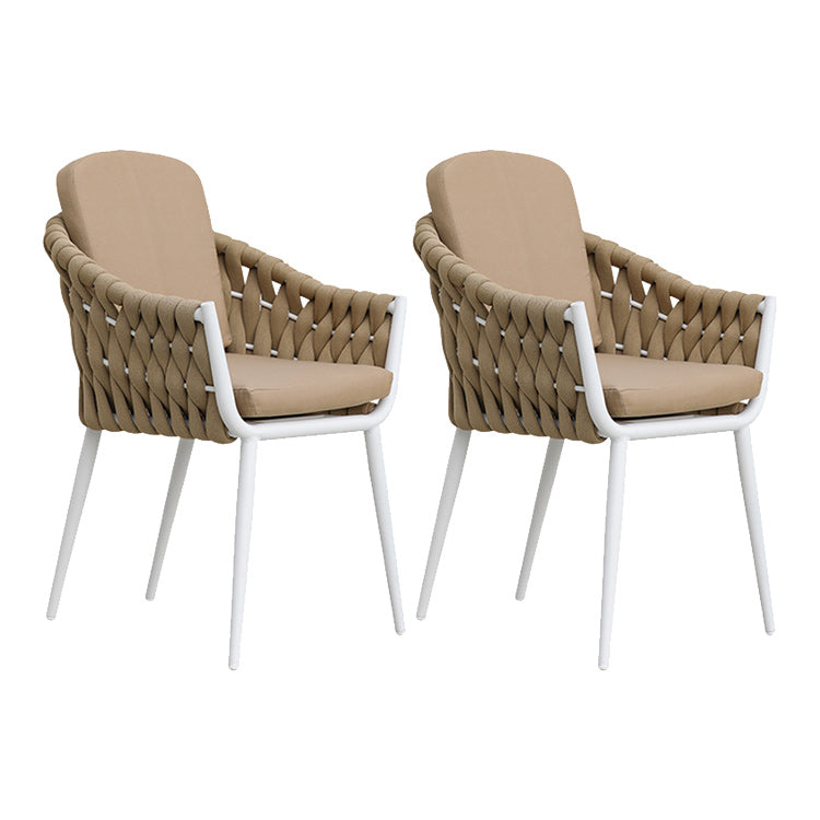 Tropical Faux Rattan Outdoor Chair with Removable Cushion and Arm