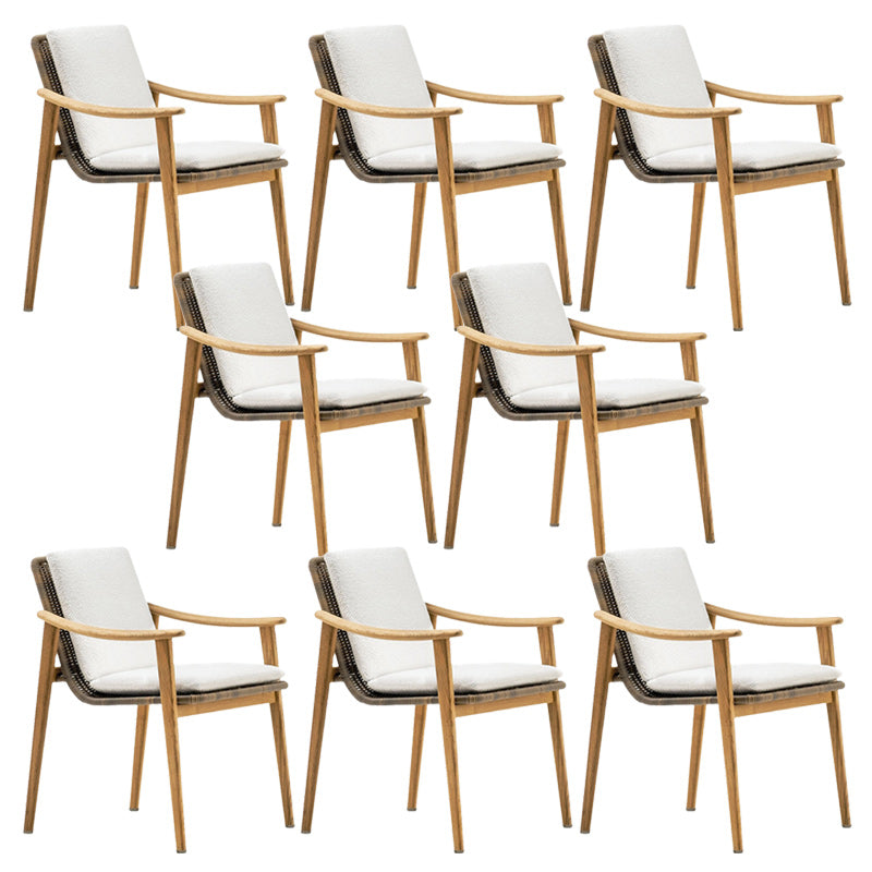Contemporary Patio Dining Armchair with Water Repellent Finish Cushion in White
