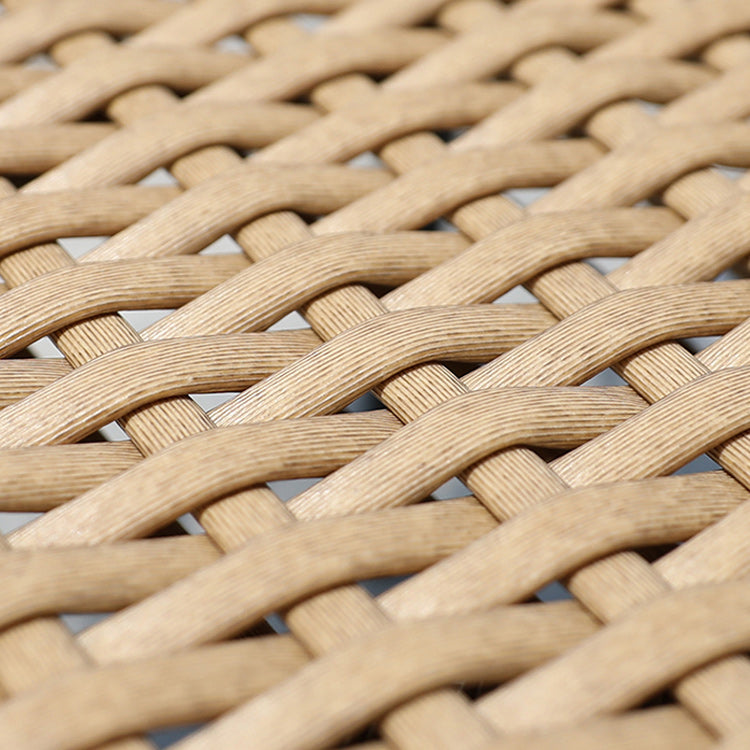 Tropical Outdoor Bistro Chairs with Arms in Faux Rattan and Metal Base