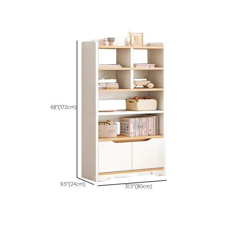 Contemporary Wood Chest Rectangle with Doors Side Cabinet with Shelves