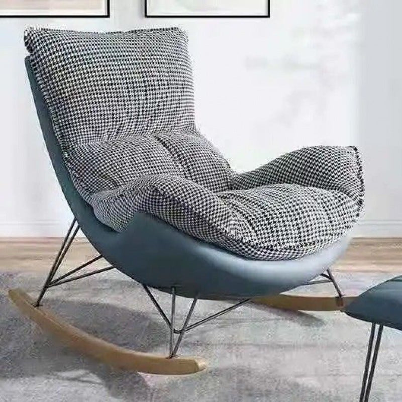 Classic Rocker Chair Pure Color Indoor Velvet Rocking Chair with Dark legs