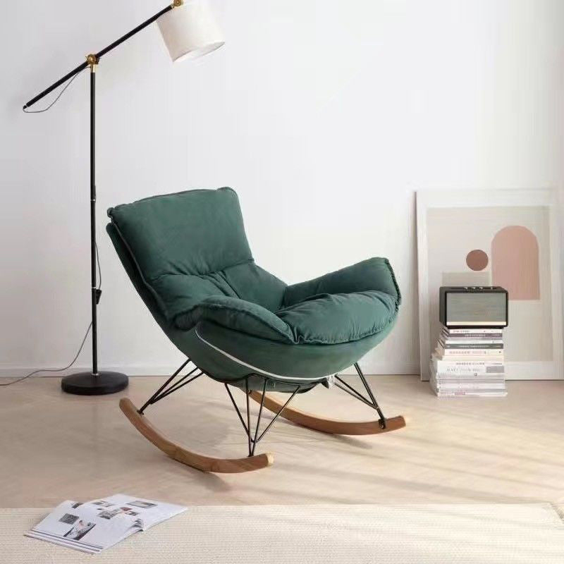 Classic Rocker Chair Pure Color Indoor Velvet Rocking Chair with Dark legs