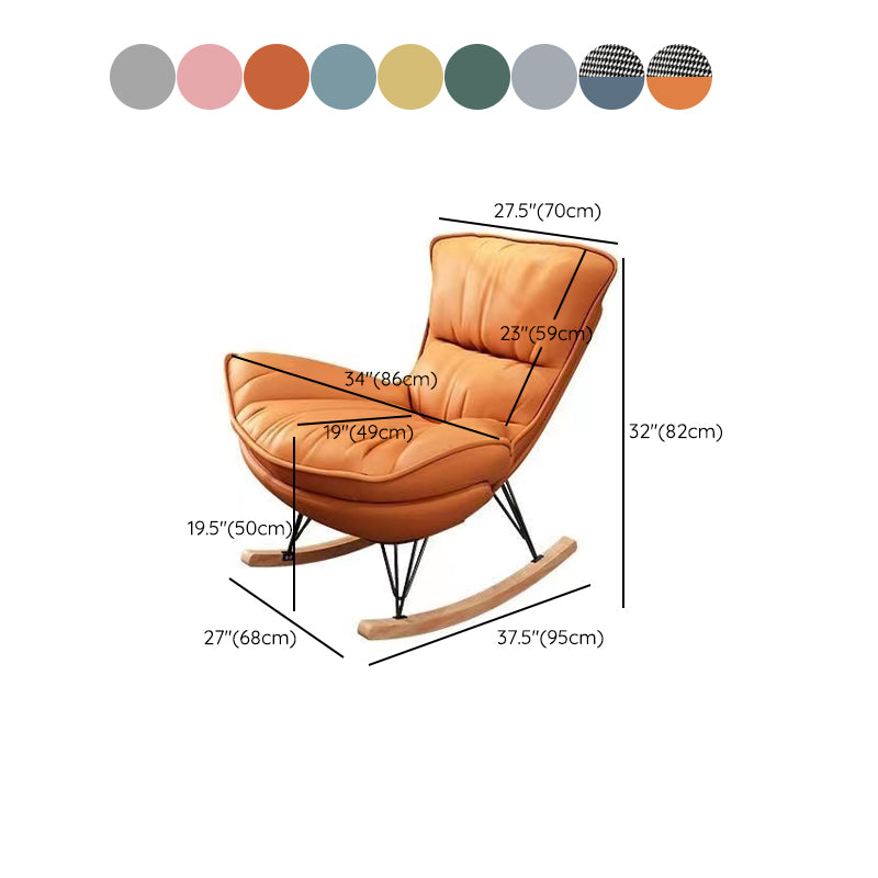 Classic Rocker Chair Pure Color Indoor Velvet Rocking Chair with Dark legs