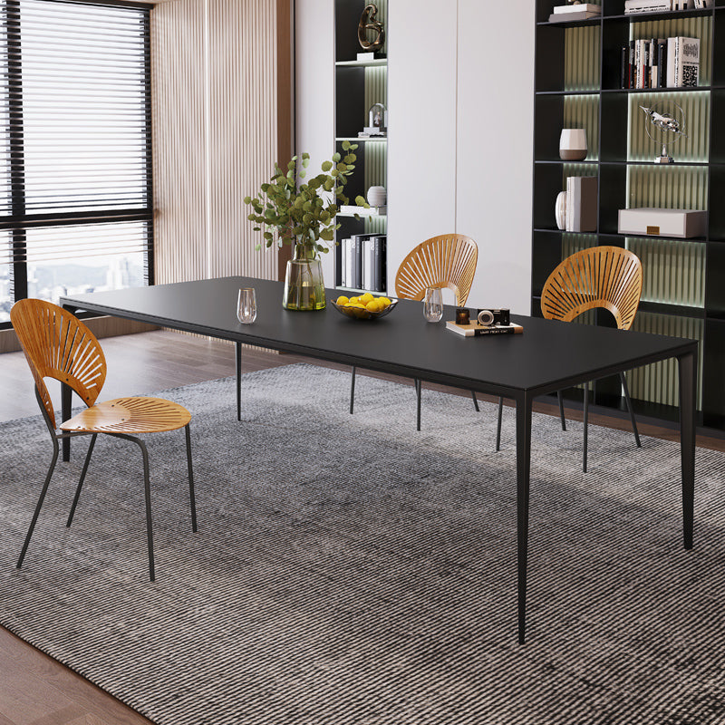 Black Stone Rectangle Dining Table Set 1/4/5/6 Pieces Dinette Set for Home