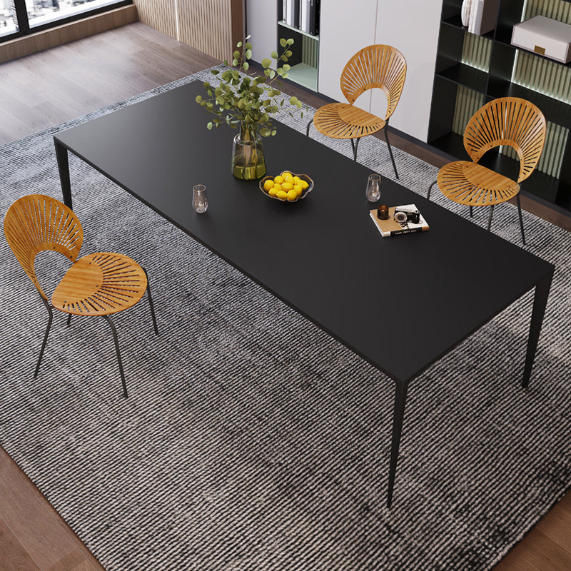 Black Stone Rectangle Dining Table Set 1/4/5/6 Pieces Dinette Set for Home