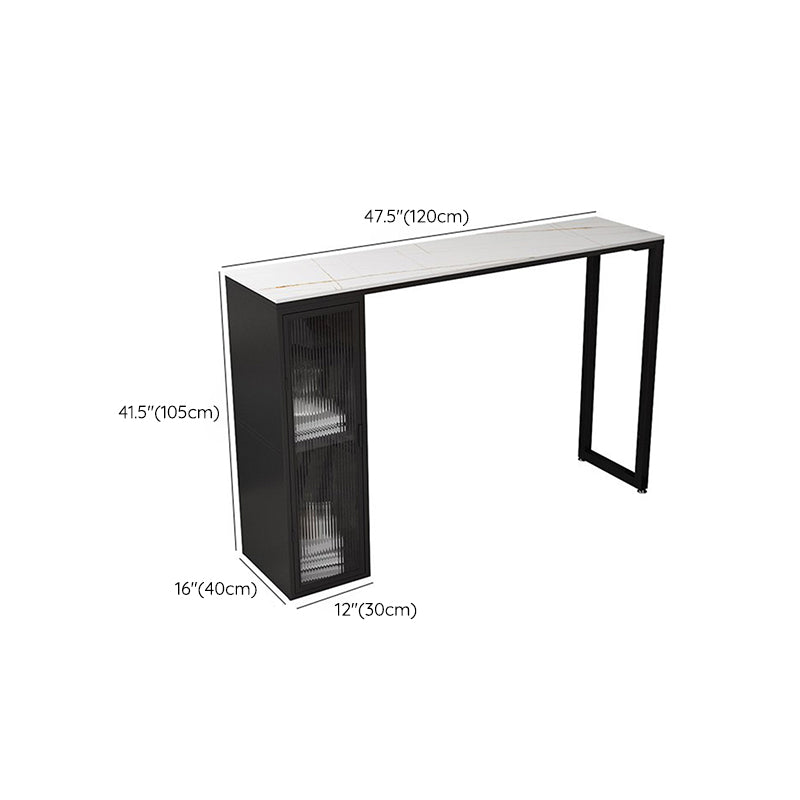 Industrial Sintered Stone 1/2/5 Pieces Bar Table Set Rectangle Bar Table with Metal Legs