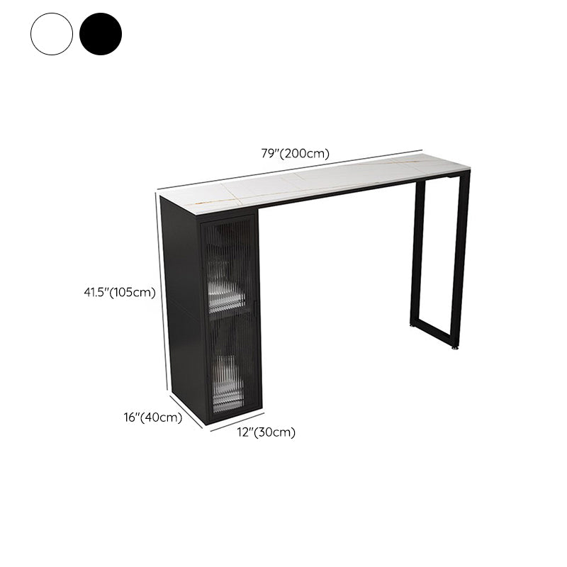 Industrial Sintered Stone 1/2/5 Pieces Bar Table Set Rectangle Bar Table with Metal Legs