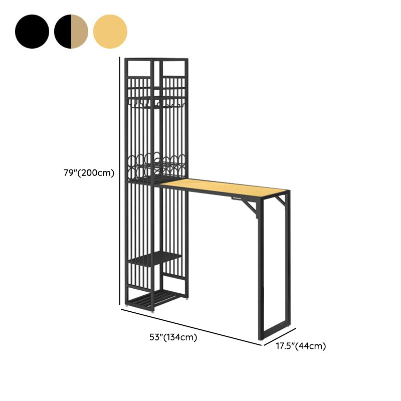 Glam Rectangle Bar Set 1/2 Pieces Self-Storing Leaf Pub Table with Upholstered Stool