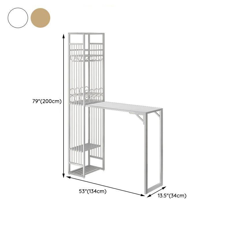 Glam Rectangle Bar Set 1/2 Pieces Self-Storing Leaf Pub Table with Upholstered Stool