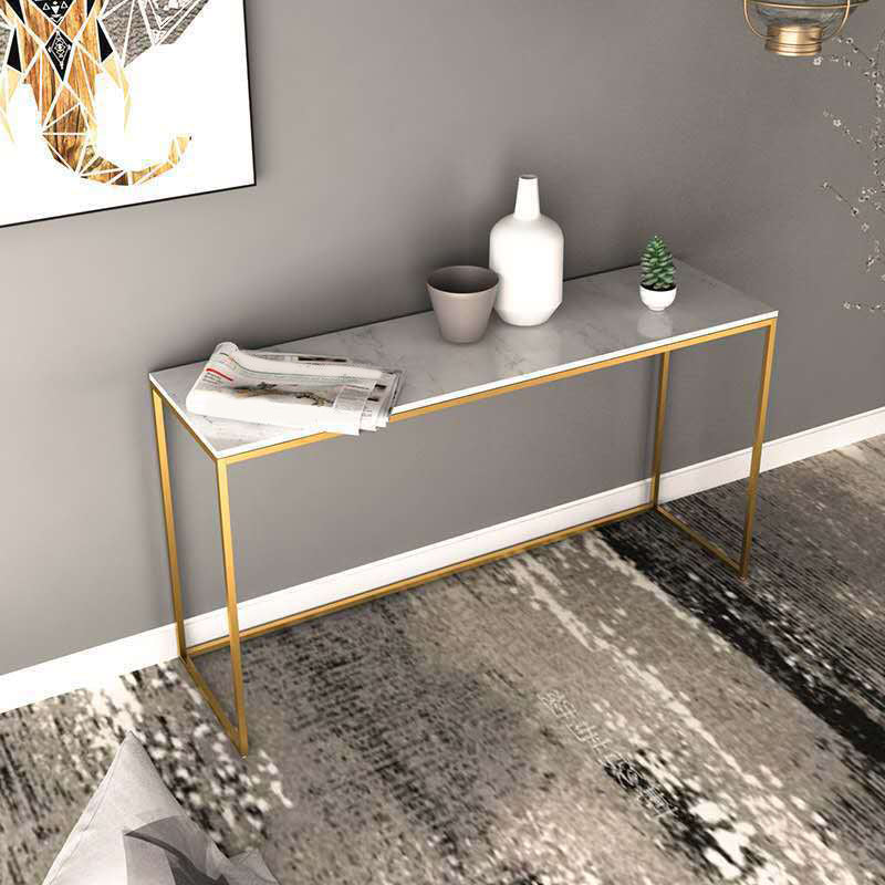 Glam Marble Console Sofa Table Gold Frame Accent Table for Hall