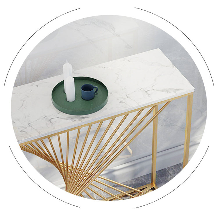 Glam Marble Console Sofa Table Gold Frame Accent Table for Hall