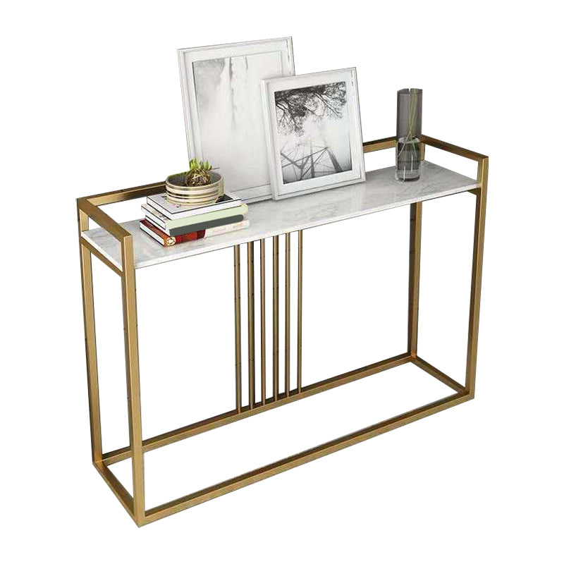 Glam Marble Console Sofa Table Gold Frame Accent Table for Hall
