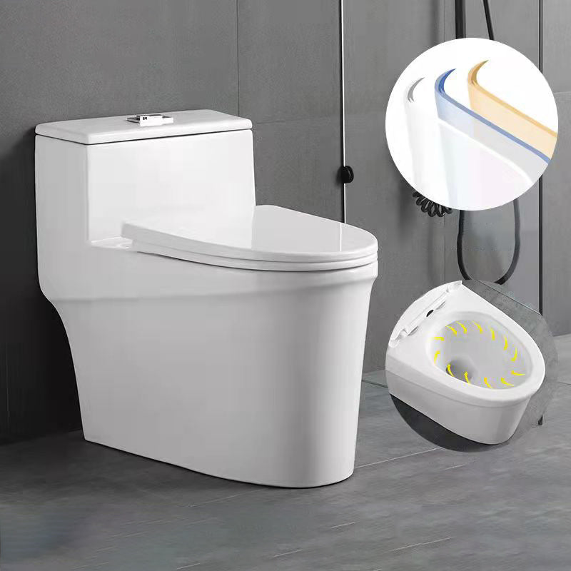 Glossy White Ceramic Toilet Bowl Modern Indoor All-In-One Toilet