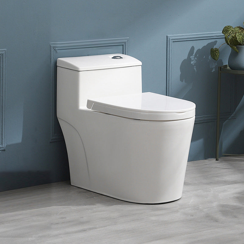 White Ceramic All-In-One Toilet Modern Floor Mounted Toilet Bowl