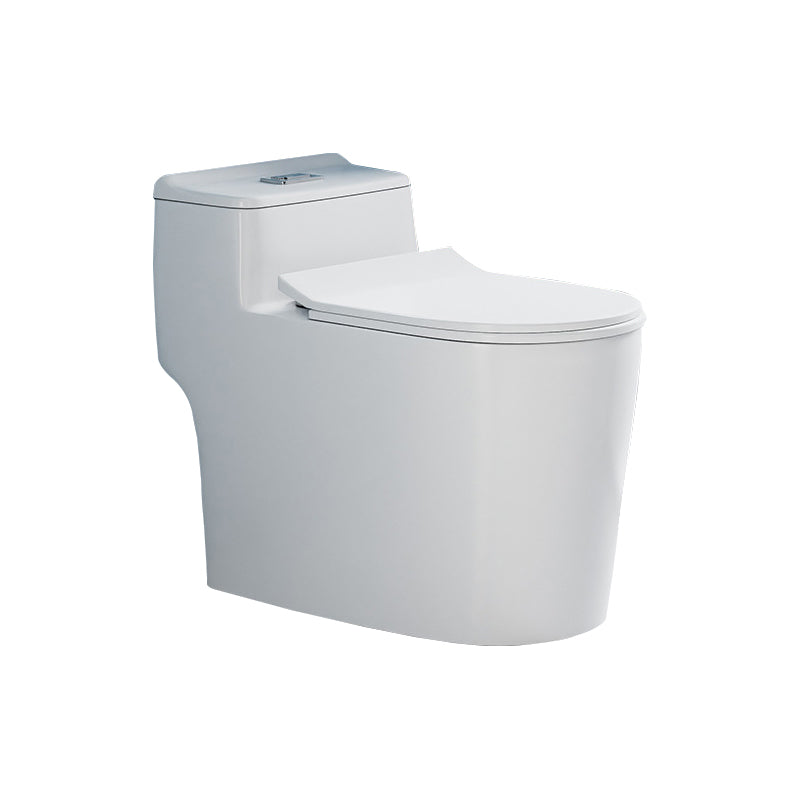 Glossy White Toilet with Glazed Surface Modern All-In-One Toilet Bowl