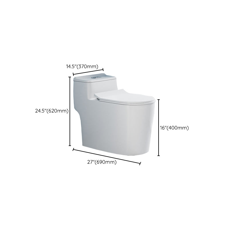 Glossy White Toilet with Glazed Surface Modern All-In-One Toilet Bowl