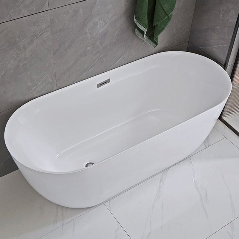 Modern Ellipse Acrylic Bathtub Freestanding Soaking Bathtub with Overflow Hole
