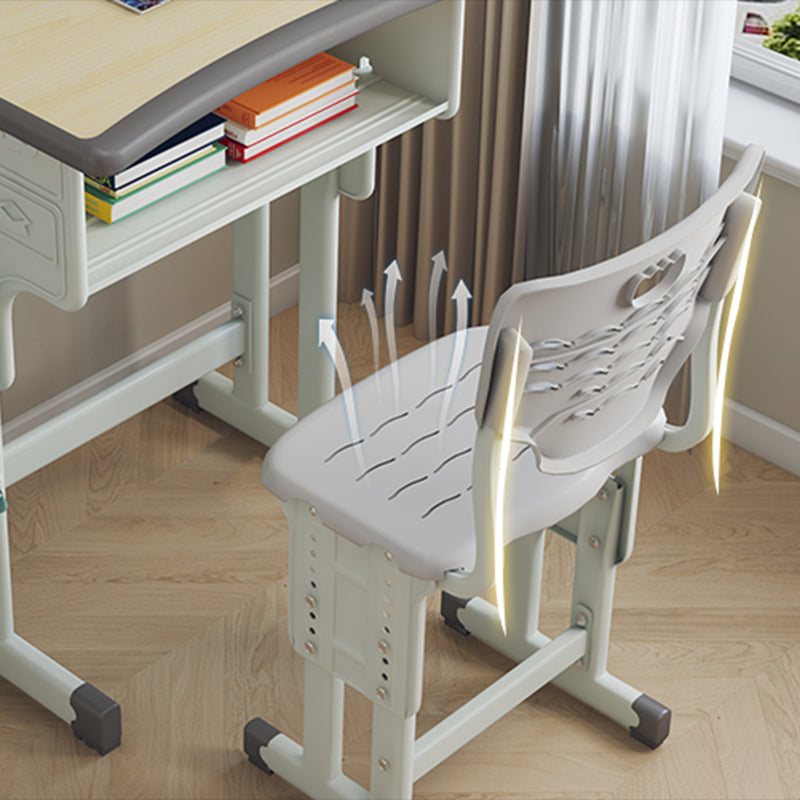 Wooden and Metal Writing Desk School Home Children Adjustable Study Desk