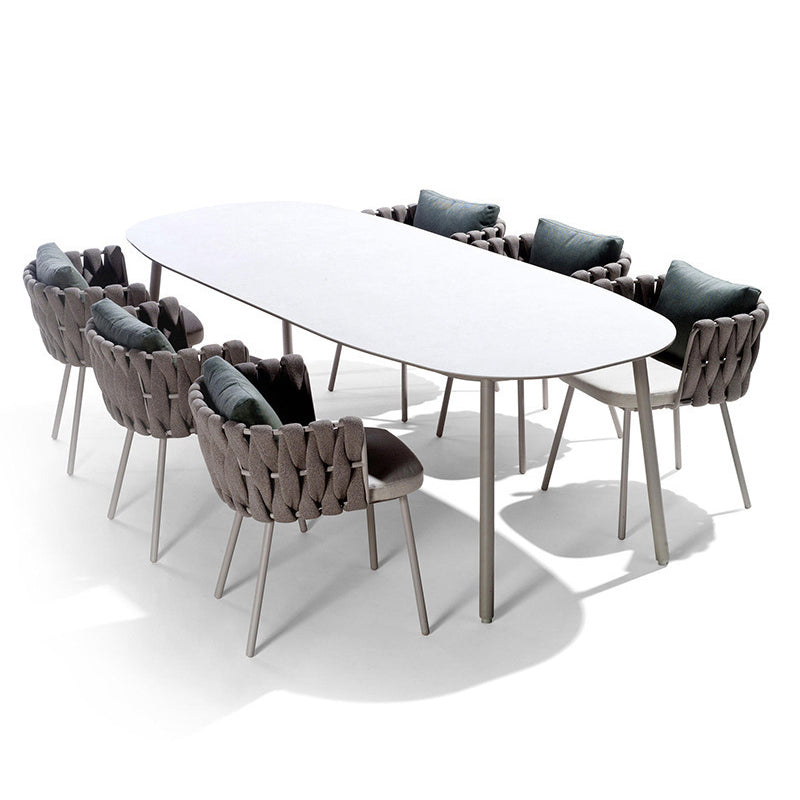 Modern Style 1/3/7 Pieces Metal Dining Set Stone Table Set for Outdoor