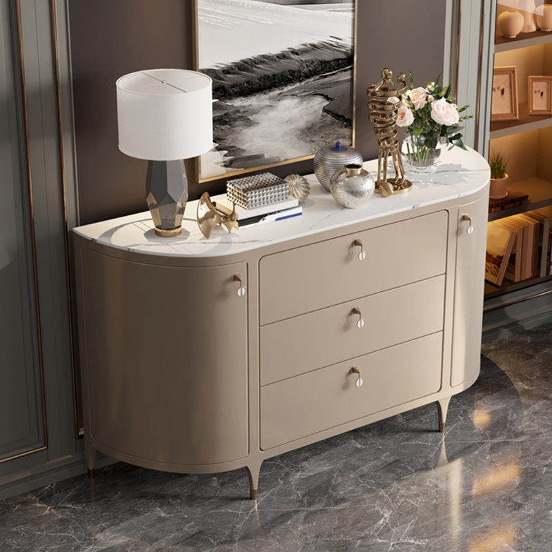 Glam Style Buffet Table Stone Buffet Sideboard with Cabinets