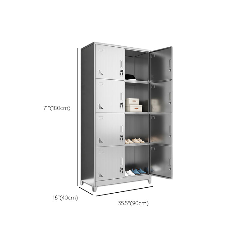Stainless Steel Modern Storage Cabinet Chrome Metal Cabinet with Hinged Doors