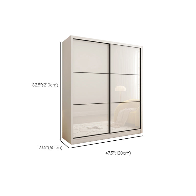 Sliding Wardrobe Closet with Shelves White Wooden Wardrobe Armoire