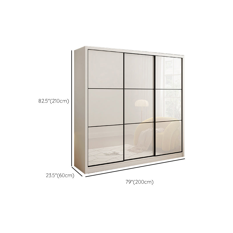 Sliding Wardrobe Closet with Shelves White Wooden Wardrobe Armoire