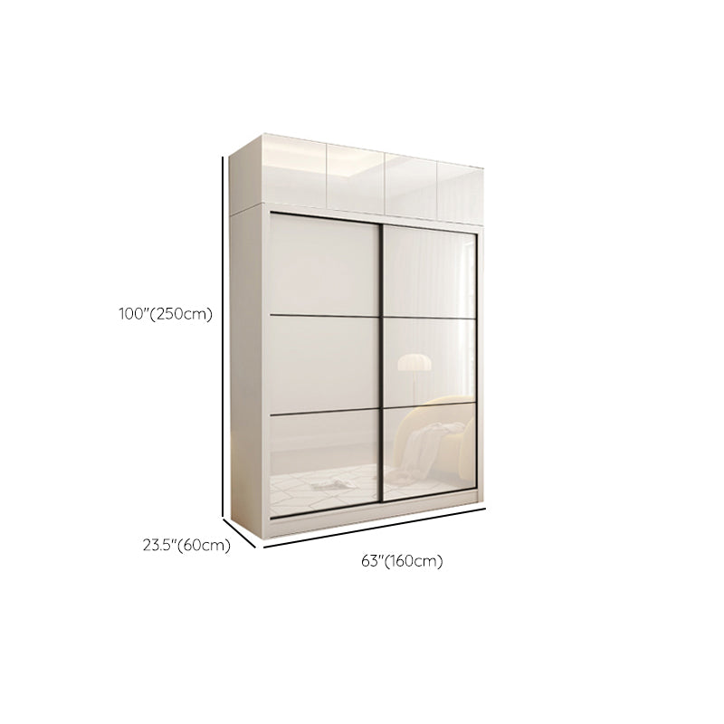 Sliding Wardrobe Closet with Shelves White Wooden Wardrobe Armoire