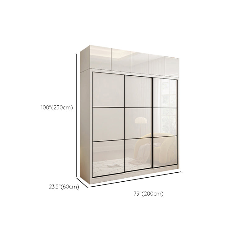 Sliding Wardrobe Closet with Shelves White Wooden Wardrobe Armoire