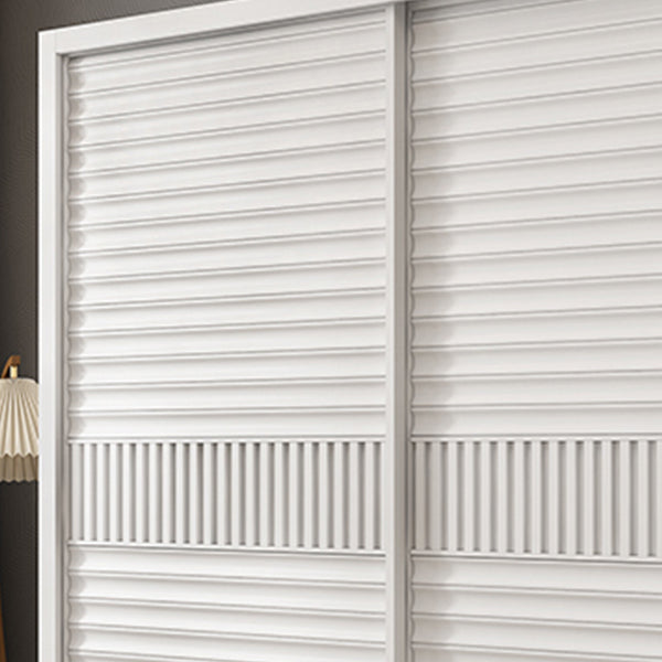 White Sliding Wardrobe Closet with Shelves Wooden Wardrobe Armoire