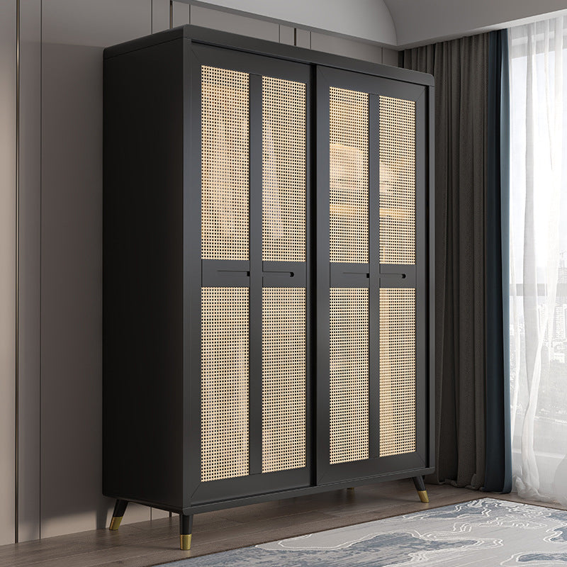 Rubberwood Wardrobe Closet Contemporary Sliding Wardrobe Armoire