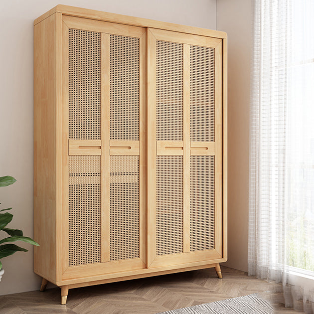 Rubberwood Wardrobe Closet Contemporary Sliding Wardrobe Armoire