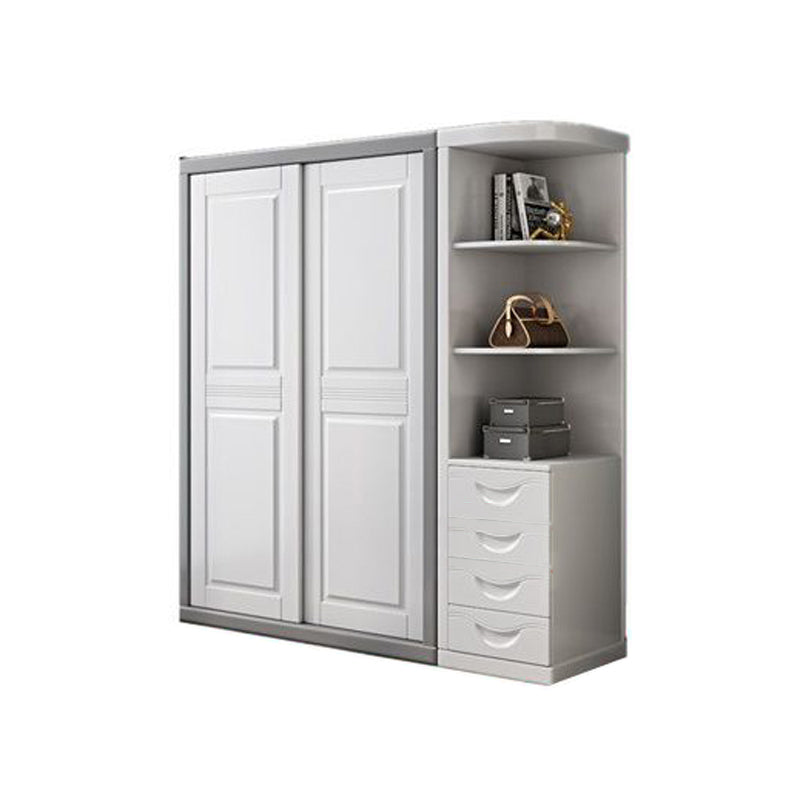 Rubberwood Wardrobe Cabinet with Shelves Modern Wardrobe Closet
