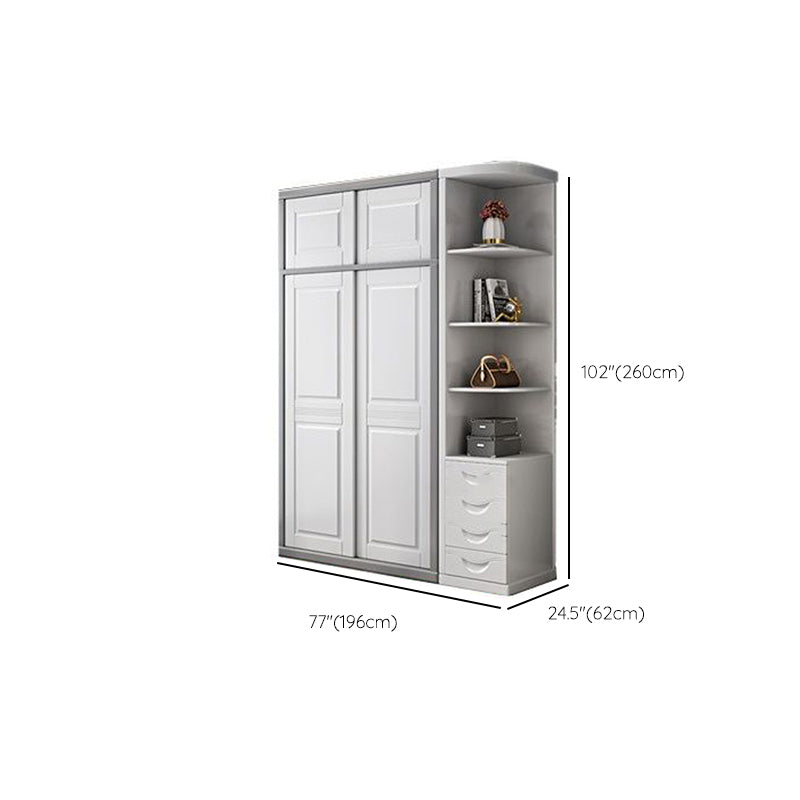 Rubberwood Wardrobe Cabinet with Shelves Modern Wardrobe Closet
